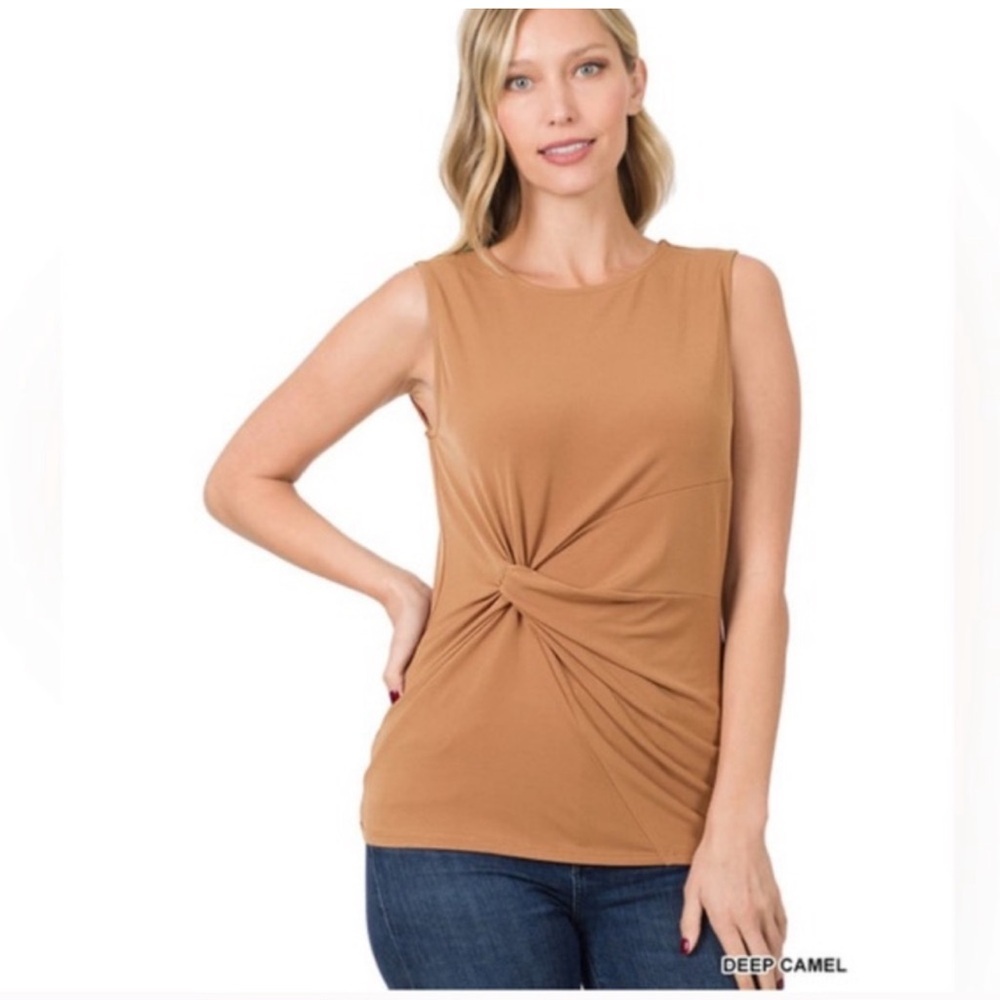 Zenana Front Knot Modern Chic Tank Top
